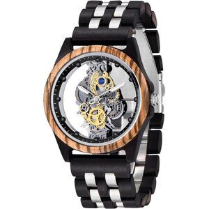 Lightweight Wooden Watch Men Analogue Black Natural Wood Timepiece Casual Gift